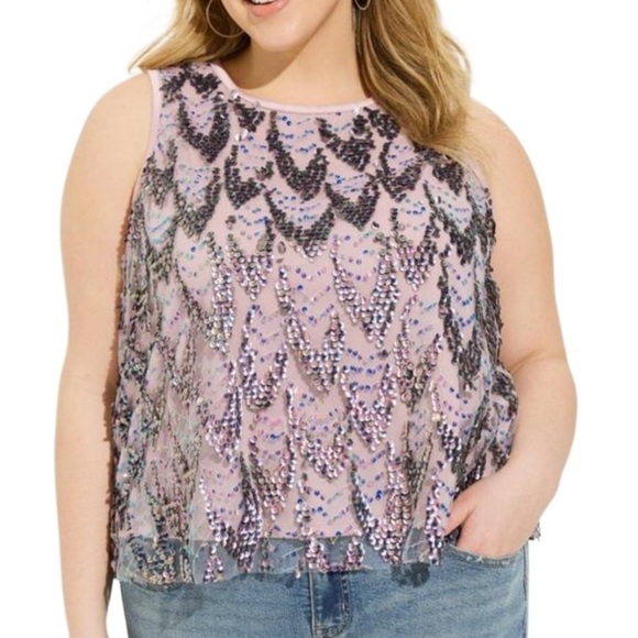 Torrid Tops - Torrid Sequin Shell Crop Top Sleeveless
